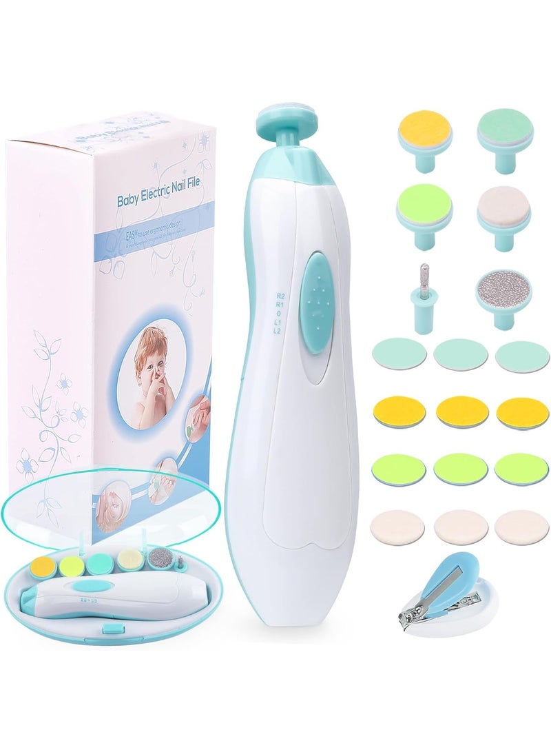 20-in-1 Electric Nail File: Safe for newborn, infant, child, and adult nail care, for manicures and nail polishing, with LED light and trimming heads. - Image 2